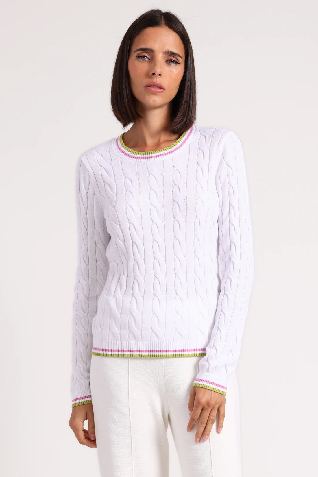 Cotton Sporty Cable Crew