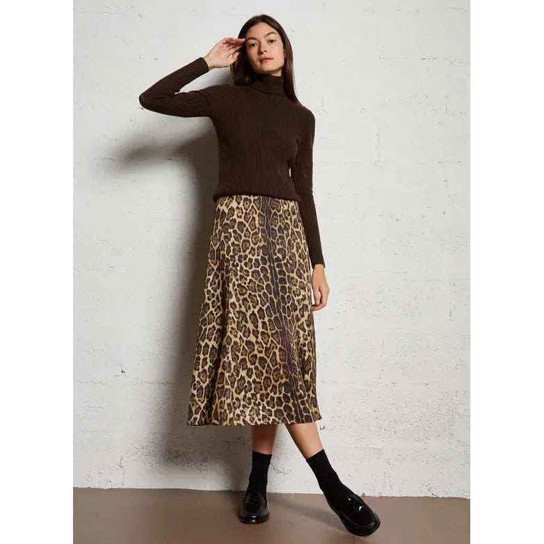 ALIA - Multicolored Leopard print midi skirt