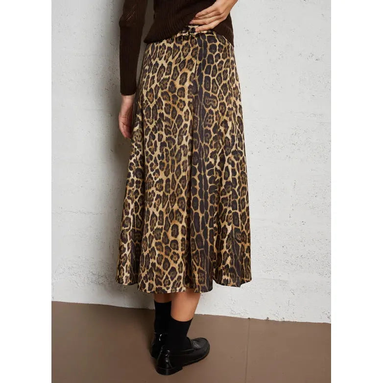 ALIA - Multicolored Leopard print midi skirt