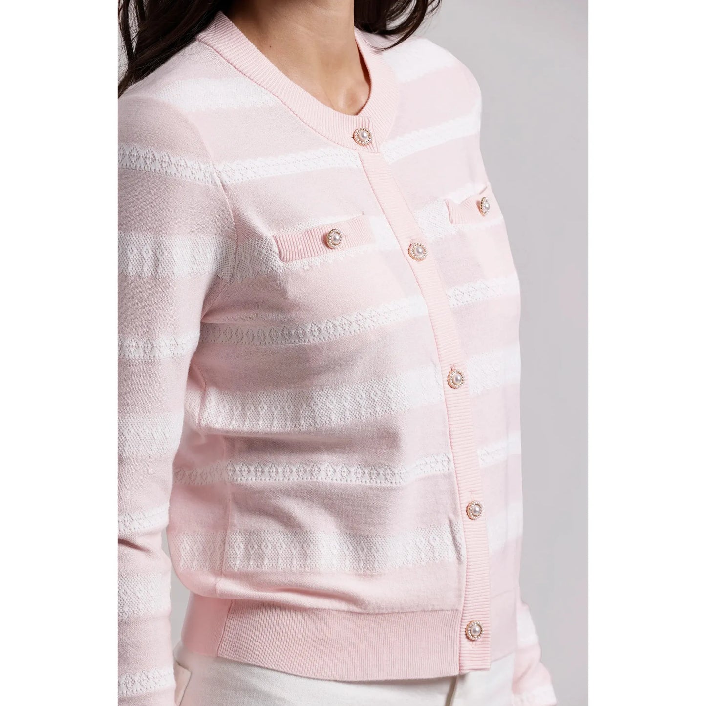 Viscose Lace Stripe Cardigan