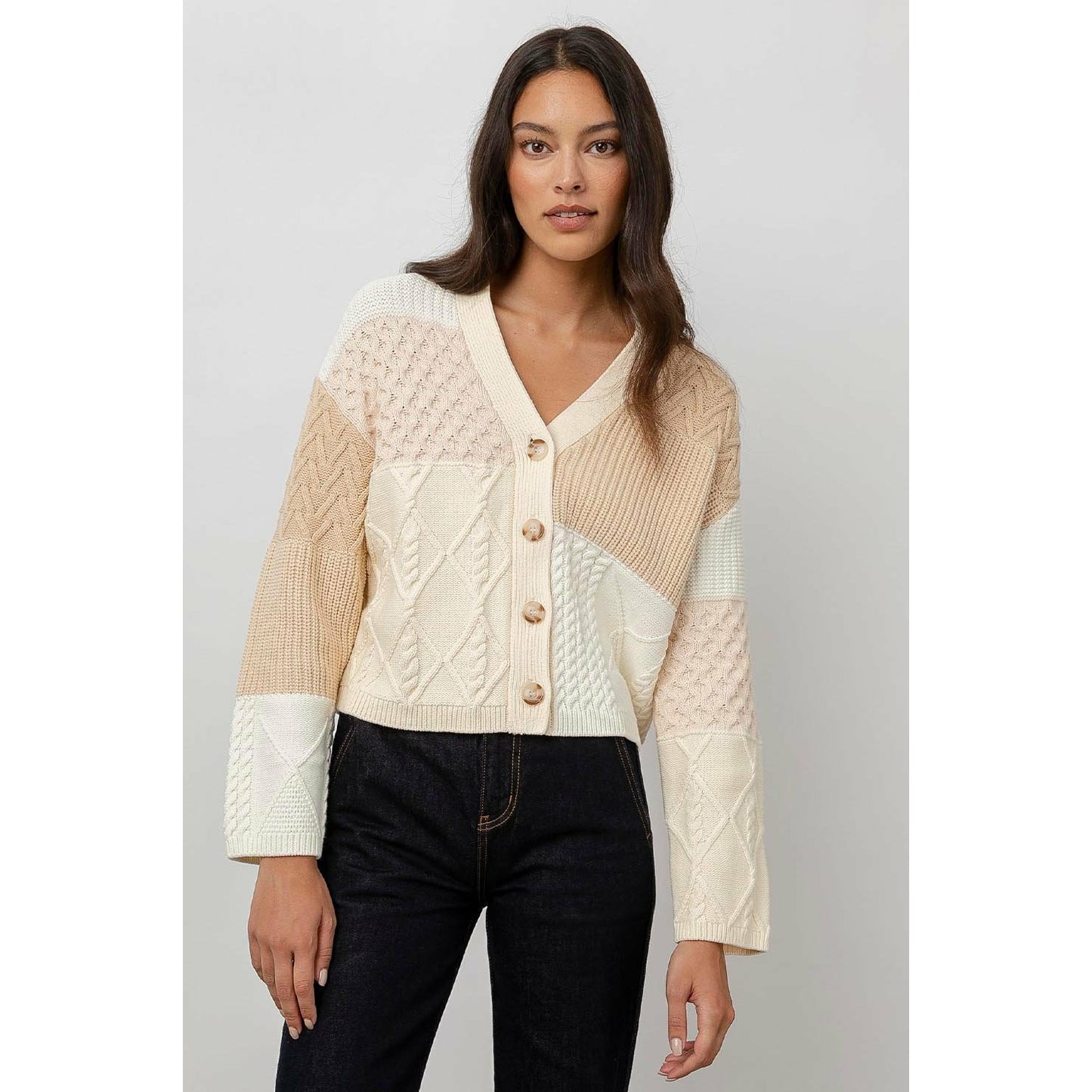 REESE - CREAM PATCHWORK CABLE