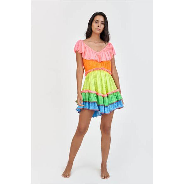 Rainbow Mini Ruffle Dress